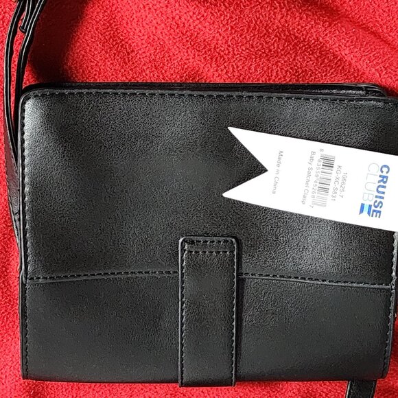 Cruise Club Dark Navy PVC Poly Gold Hardware Baby Satchel Clasp Cross Body Purse - Picture 15 of 16